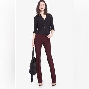 🆕 EXPRESS Women's Burgundy Columnist Barely Boot Dress Pants in Mid Rise 12 Long